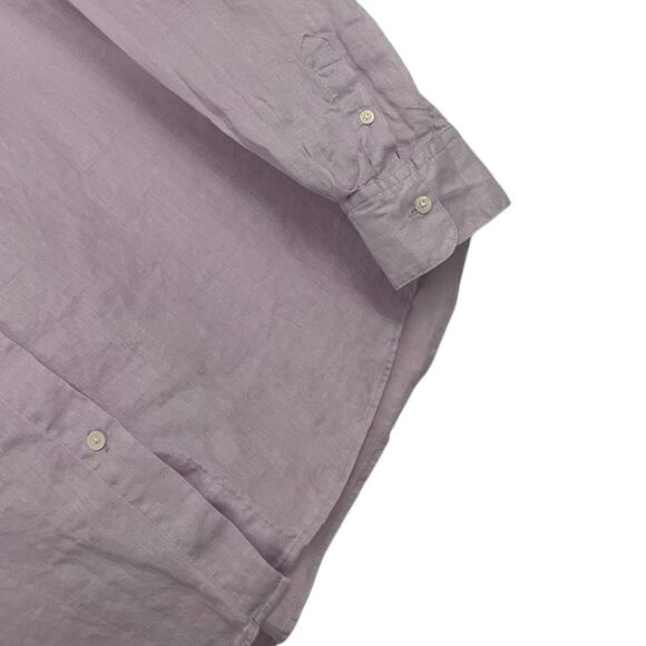 Uniqlo Light Purple Long Sleeve Button Down Linen Blouse - Picture 3 of 6